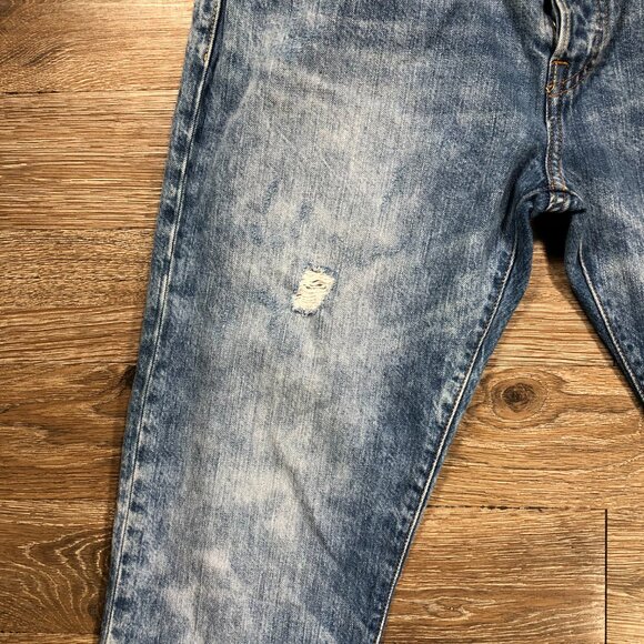 Levis 501 CT Jeans Mens 34x27 Light Stonewash Distressed Button Fly Taper - Picture 8 of 13